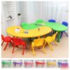 Moon Shape Kindergarten Table plus 6 Chairs