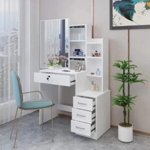 Elegant Dressing Table with Sliding Mirror & Built-In Light