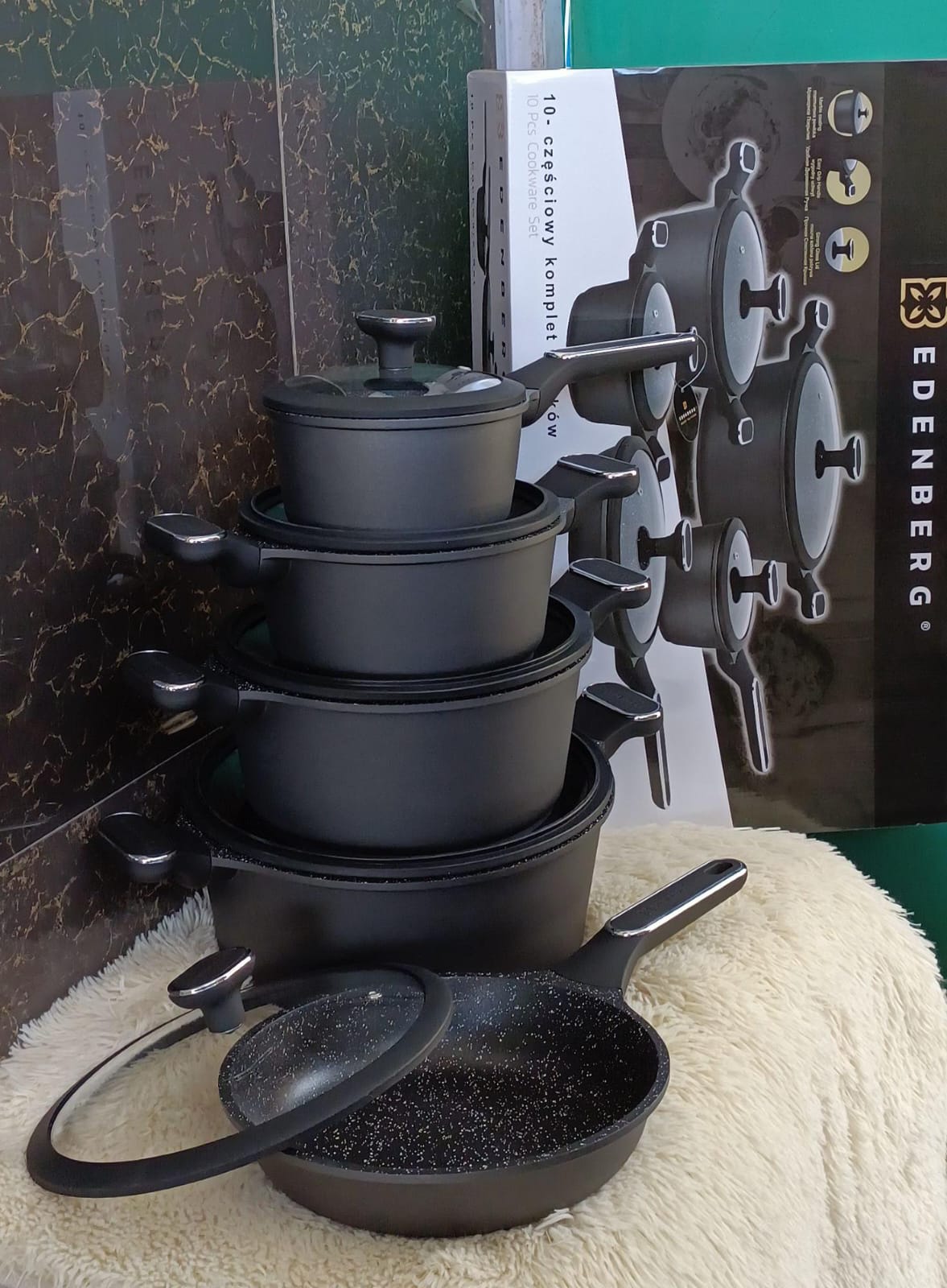 Edenberg Finest Granite Cookware Set – 10pcs